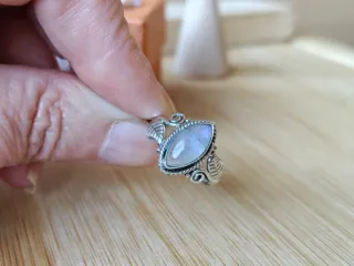 Anillo Plata Ley Piedra Luna talla 18