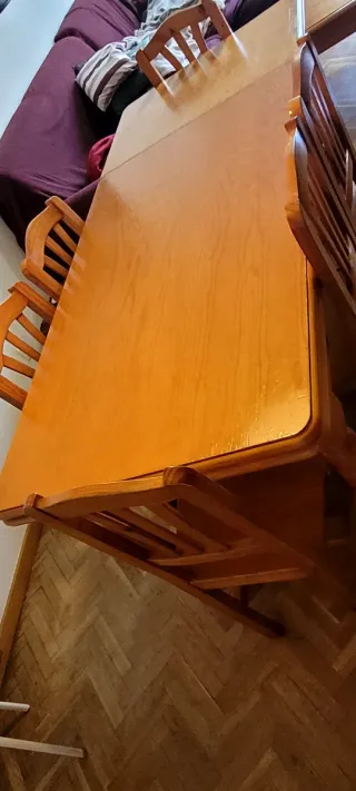 Mesa comedor con sillas extensible madera 6-8 pers