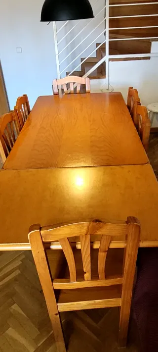 Mesa comedor con sillas extensible madera 6-8 pers