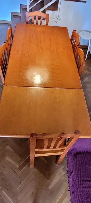 Mesa comedor con sillas extensible madera 6-8 pers