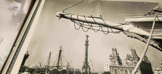 PUERTO BARCELONA, FOTO ANTIGUA DE GRAN TAMAÑO