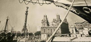 PUERTO BARCELONA, FOTO ANTIGUA DE GRAN TAMAÑO