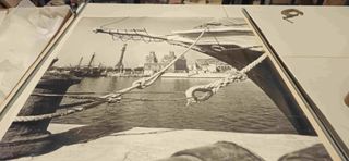 PUERTO BARCELONA, FOTO ANTIGUA DE GRAN TAMAÑO