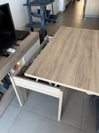 Mesa centro elevable madera.