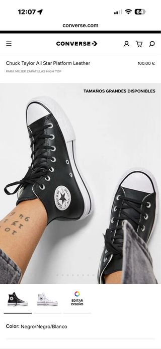 Converse Negras Plataforma