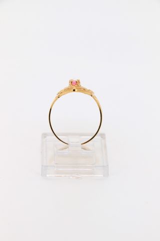 Anillo Oro 3 Piedras Rosas