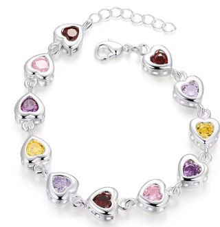Pulsera Plata Corazón Circonitas Multicolor