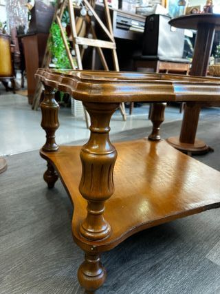 Mesita auxiliar vintage cristal y madera