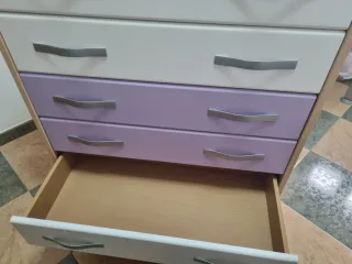 Cómoda 6 cajones madera y plástico