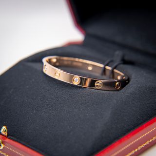 Pulsera Cartier Love 4 Diamantes Oro Rosa Talla 16