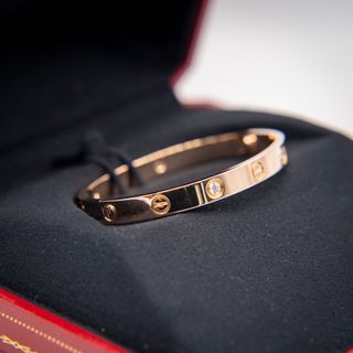 Pulsera Cartier Love 4 Diamantes Oro Rosa Talla 16