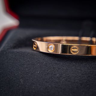 Pulsera Cartier Love 4 Diamantes Oro Rosa Talla 16