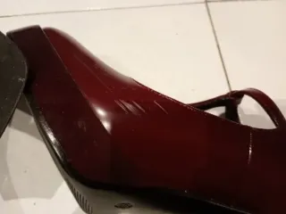 Zapatos Mery Jane Tacón Bloque Charol bourdeos