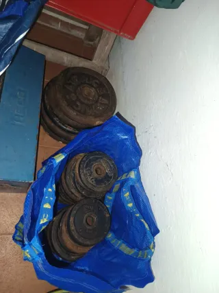 Pesas y barras de gimnasio