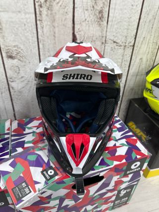 Casco Cross SHIRO Diseño Llamas Amarillo