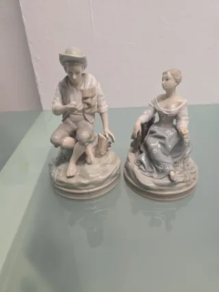 Pareja Esculturas Lladro Campesinos