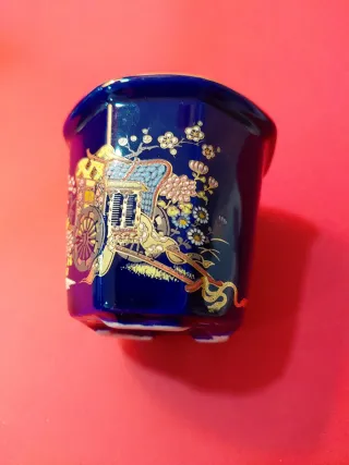 Maceta porcelana japonesa azul cobalto CE 0477