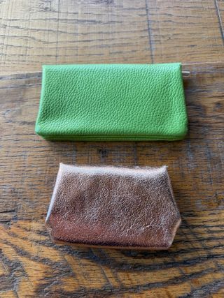 2 Carteras Monedero Piel Verde y rose gold