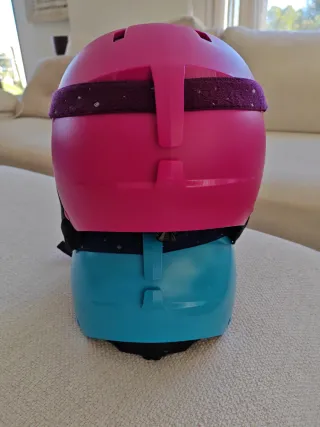 2 Cascos de esquí rosa y azul junior