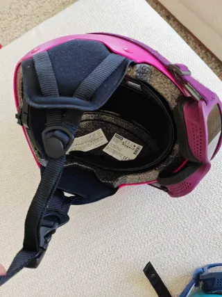 2 Cascos de esquí rosa y azul junior