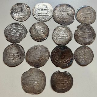 Lote 14 Monedas Plata Dirhams . Redondos