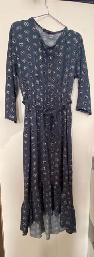 Vestido Zara Largo XL Azul Blanco