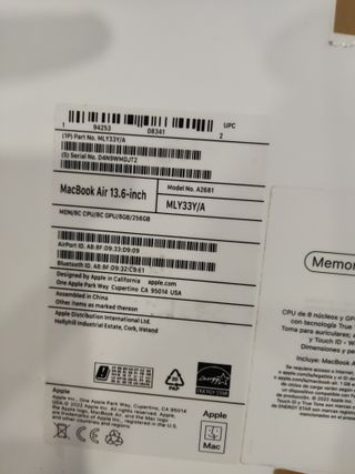 MacBook Air 13" (2022) Apple M2 8 CPU/8 GPU núcleo