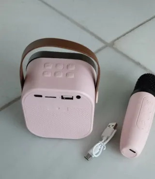 Sistema de sonido de karaoke colorido con micrófon