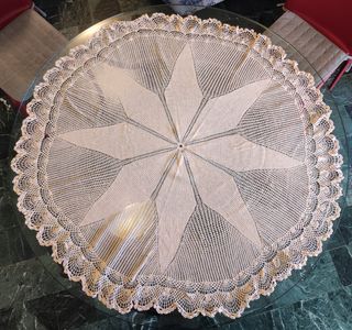 Tovaglia Vintage Uncinetto Anni '70 Beige