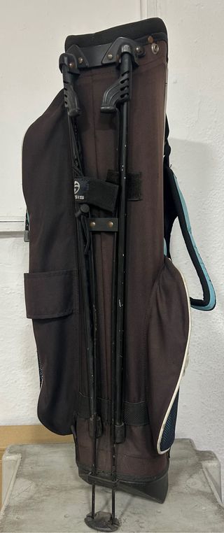 Bolsa de golf infantil azul y marrón y putter