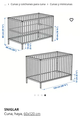 Cuna Ikea SNIGLAR madera natural