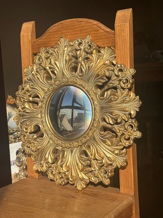 Espejo Sol Convexo Dorado Vintage Madera Tallada