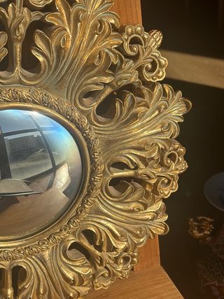 Espejo Sol Convexo Dorado Vintage Madera Tallada