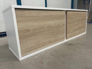 Mueble auxiliar salón blanco y madera