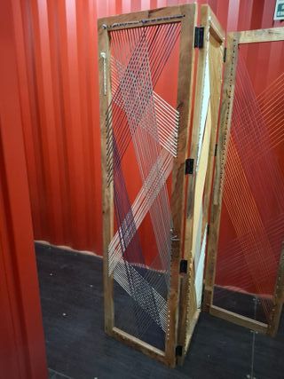 Biombo madera y tela 3 lamas