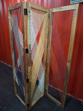 Biombo madera y tela 3 lamas