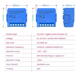 Interruptor Zigbee Avatto 1CH DC