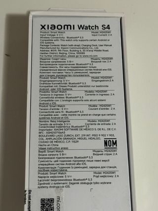 Xiaomi Watch S4 Negro/Plateado