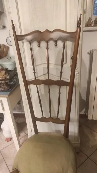 Sedia antica Chiavarina  Legno Velluto