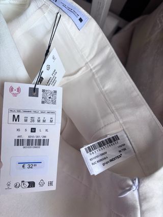 Falda Zara globo lino blanca