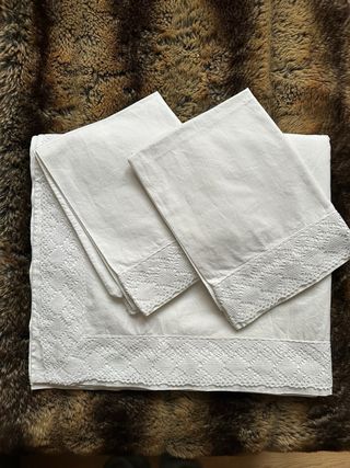 Sábanas antiguas algodón 135cm encaje