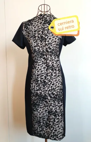 Abito nero con fantasia animalier