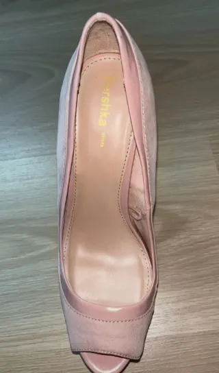 Tacones Bershka plataforma beige/rosa