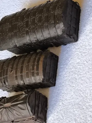 3 ANTIGUOS COFRES BAÚLES HIERRO Y MADERA VINTAGE