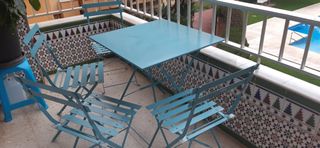 Tavolo 70x70 e 4 Sedie Pieghevoli da Terrazzo