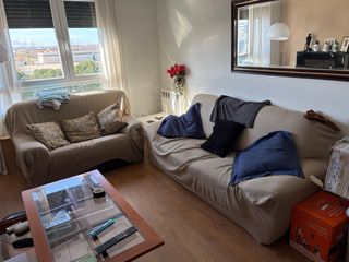 Sofá 3x2 tela beige y azul