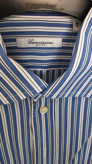 Camicissima Slim Fit Righe Blu/Bianco Taglia 41/16