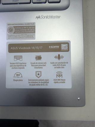 Portátil Asus Vivobook Plata - BIOS Bloqueada