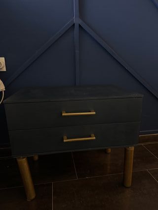 Cómoda azul 6 cajones + 2 mesitas