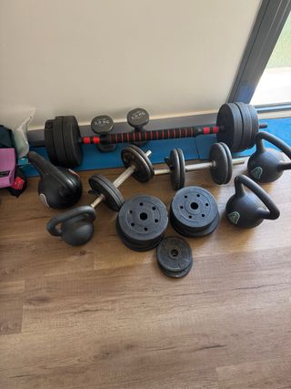 Juego de pesas y barra para casa